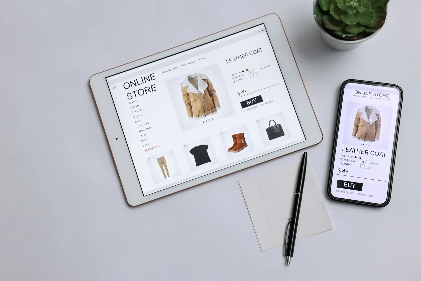 Compra online desde tablet y teléfono móvil
